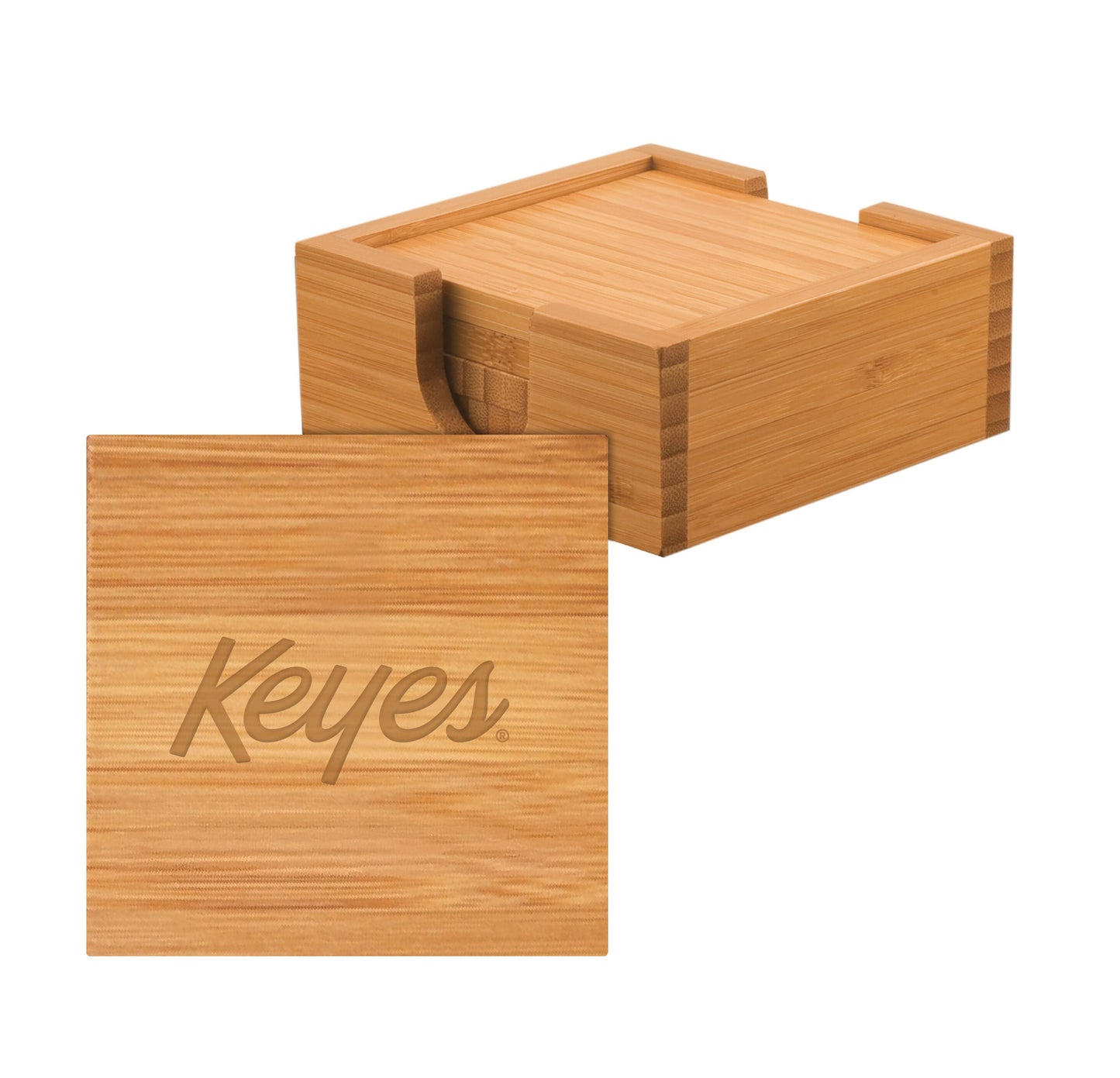 Bamboo 4-Coaster with Holder Set